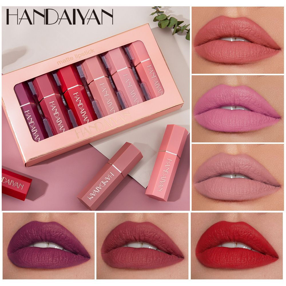 KIT  6 Labiales Handaiyan - Labial mate resistente al agua de larga duración